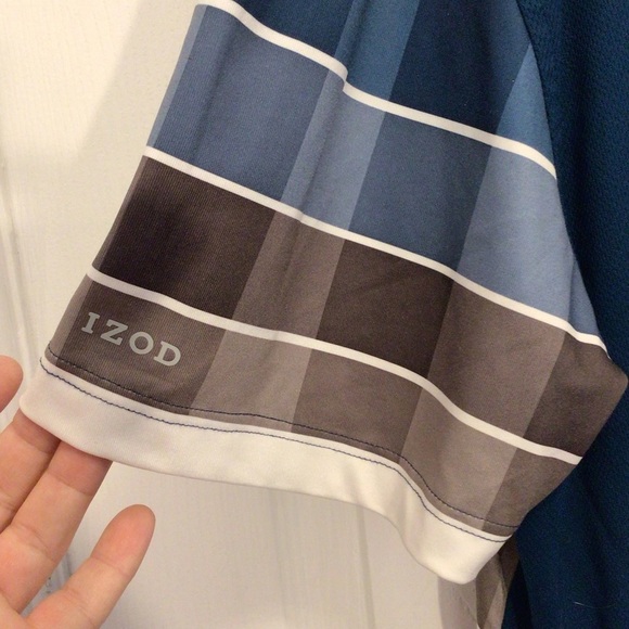 Izod Mens Colorblock Striped Short Sleeve Golf Polo Size Large - Picture 5 of 8